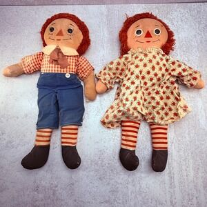 Vintage Johnny Gruelles Knickerbocker Raggedy Anne & Andy Dolls 15 Inch 1960s